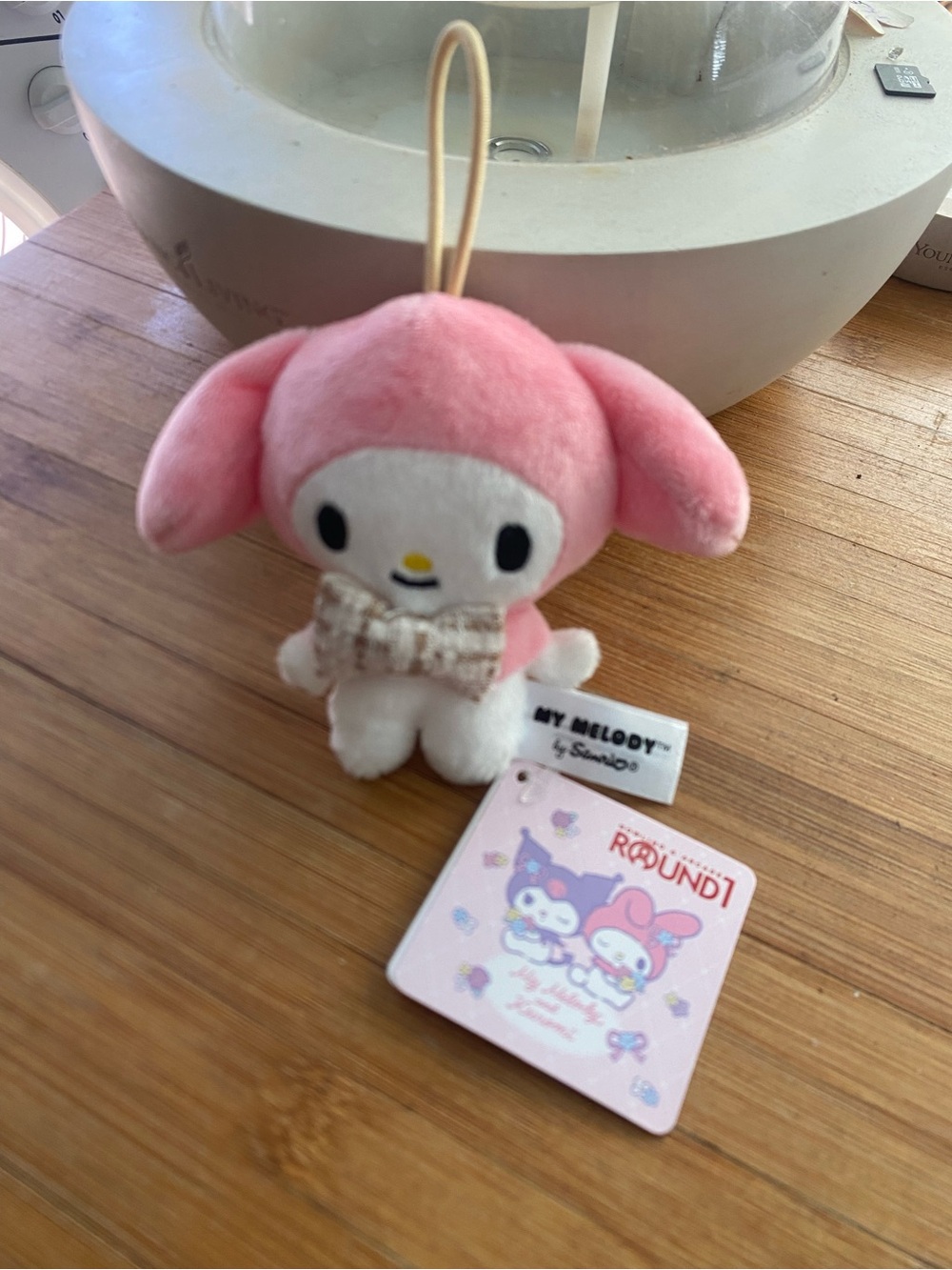 Sanrio My Melody Pink & White Plush Keychain with Bow